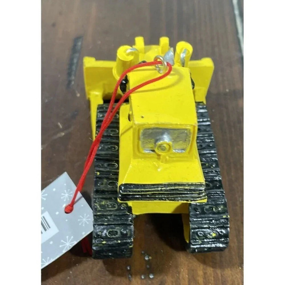 Bulldozer Black Yellow Christmas Holiday Ornament NWT Cake Topper Construction - Picture 2 of 5